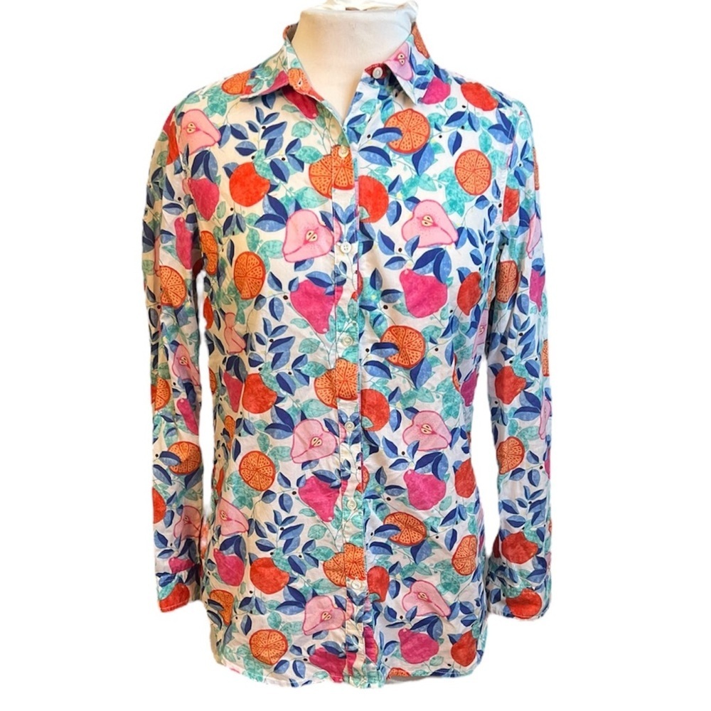 J. McLaughlin Lois Button Up Shirt In Callery Fruit - Small